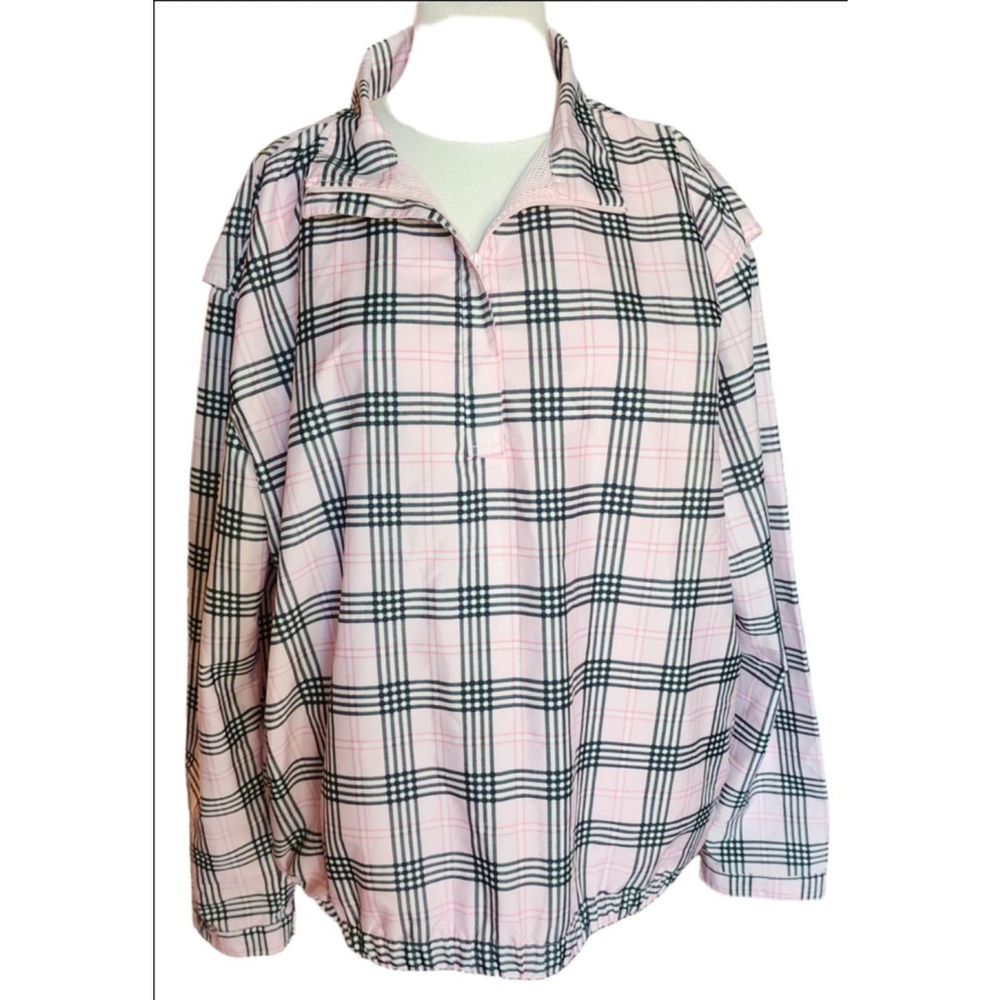 AW Golf by Allyson Whitmore Pink Plaid Windbreaker Jacket 3X Women's
